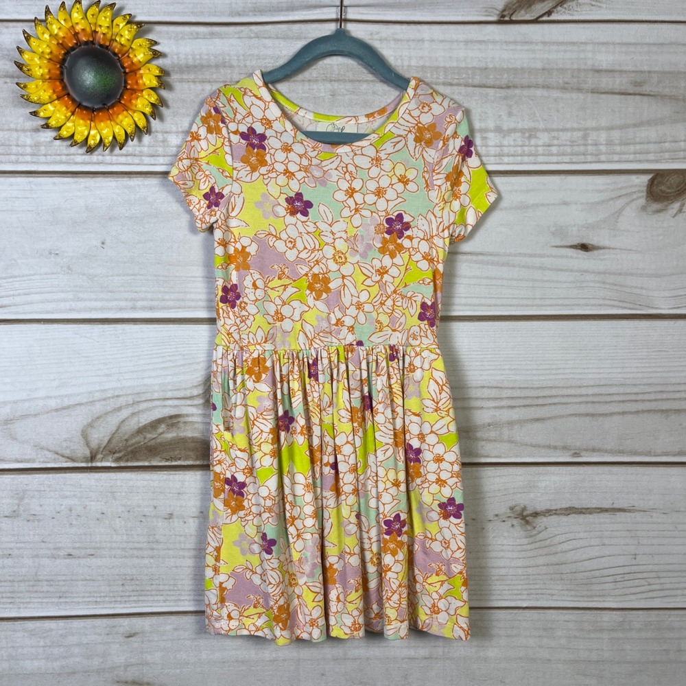 Peek Kids Girls Floral Dress Size 4 5 Modal Elastane Short Sleeve ALine